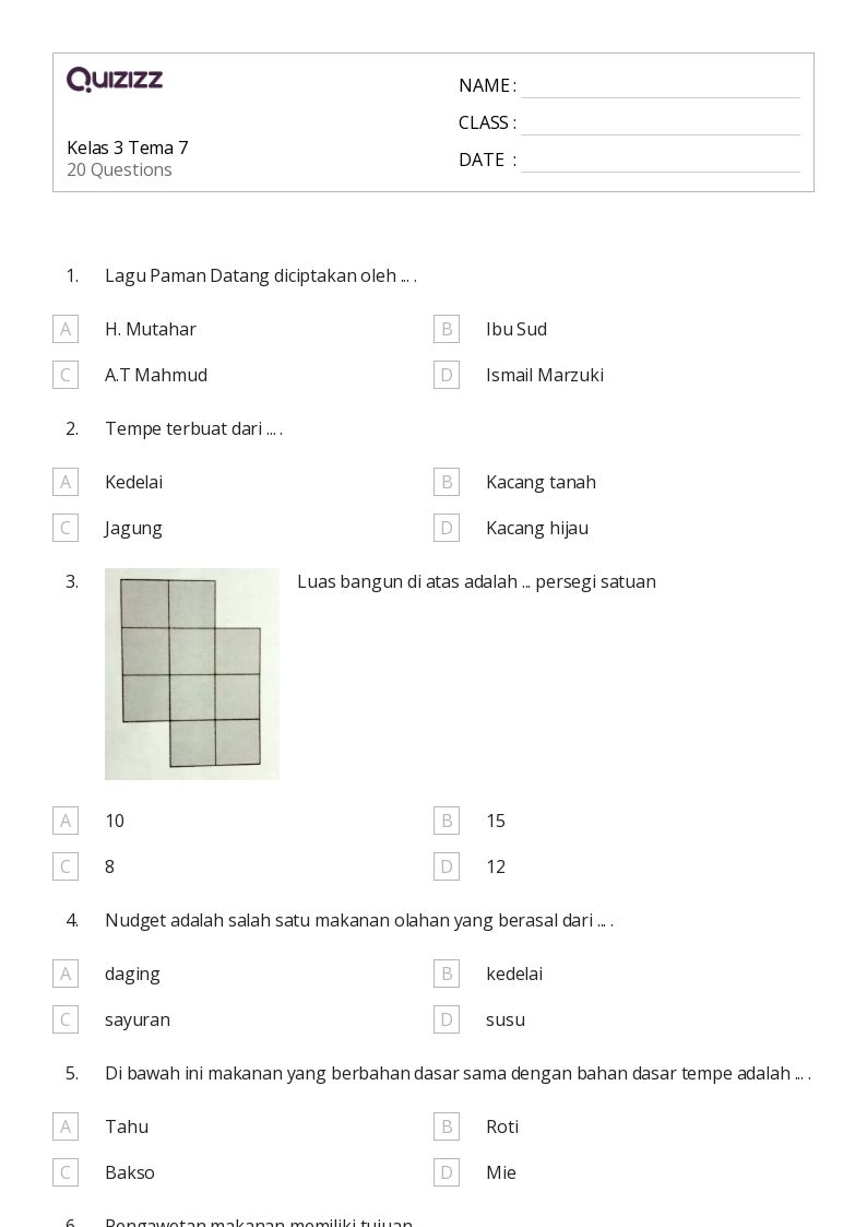 50 lembar kerja Bentuk Datar untuk Kelas 3 di Quizizz Gratis Dapat