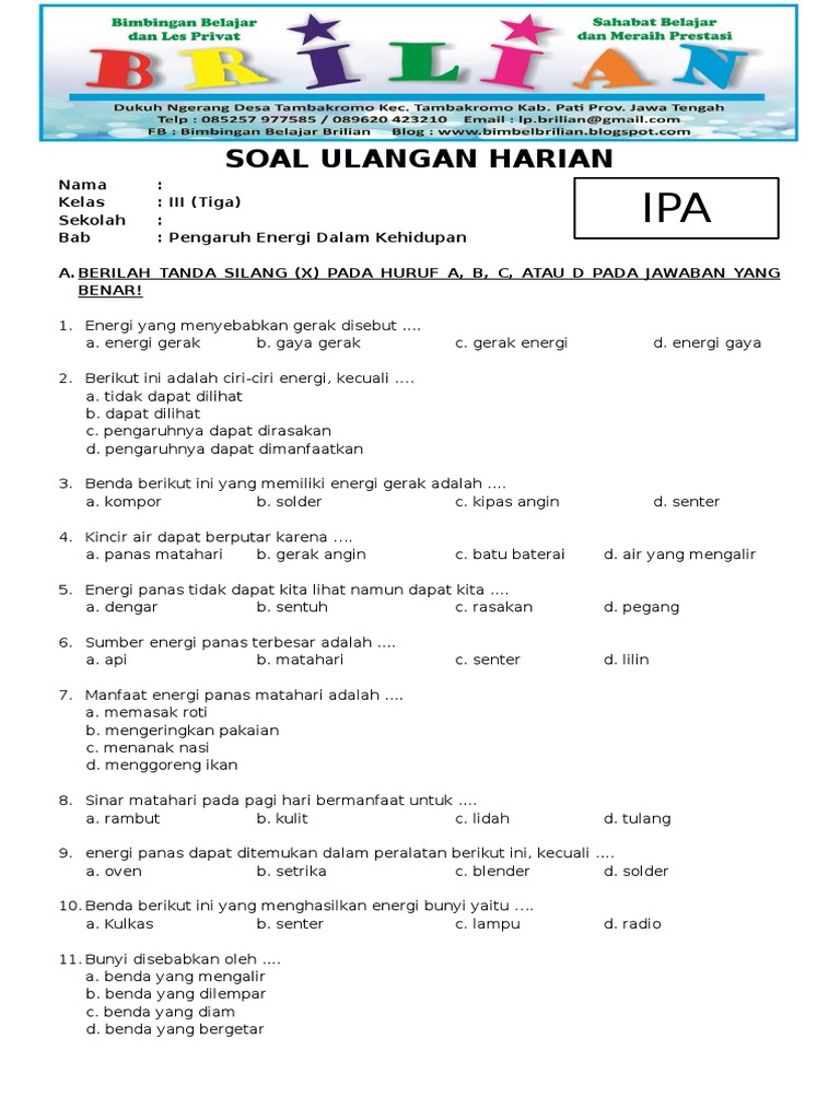 Wajib Tahu 5 Soal IPA Kelas 3 SD Semester 1 Tentang Makhluk Hidup di STS 2026