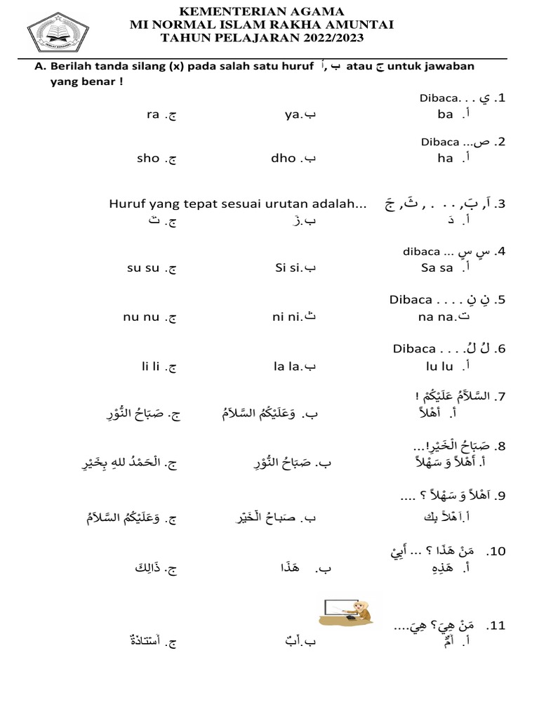 5 Contoh Soal Darsyafii Bahasa Arab Kelas 1 SD yang Wajib Dicoba Sebelum Ujian Sumatif