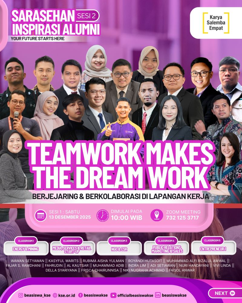 SARASEHAN INSPIRASI ALUMNI KSE 2025 SESI 2 Teamwork Makes the Dream SARASEHAN INSPIRASI ALUMNI KSE 2025 SESI 2 Teamwork Makes the Dream