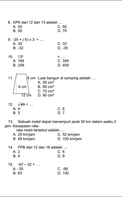 Ini Dia Kumpulan Contoh Soal dan Pembahasan Matematika Kelas 9 Semester 1 yang Paling Lengkap