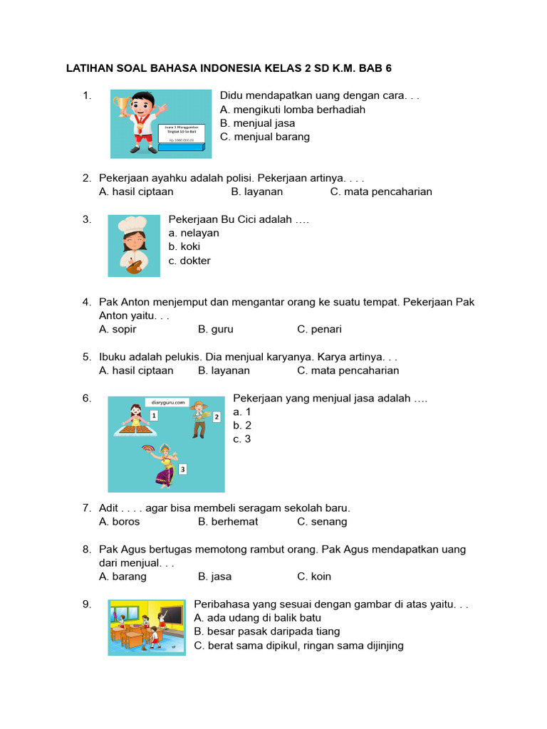 25 Contoh Soal Mid Semester Bahasa Indonesia Kelas 2 SD Lengkap dengan Kunci Jawaban yang Wajib Dipelajari