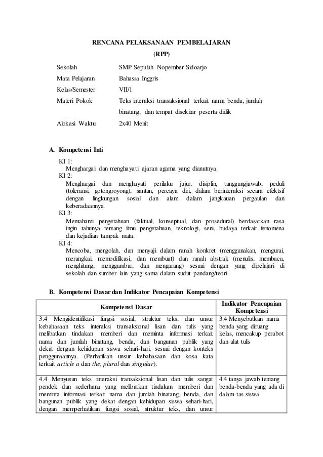 5 Cara Buat rpp kelas 7 bahasa inggris kd 3.5 beserta contoh soal sebelum ujian