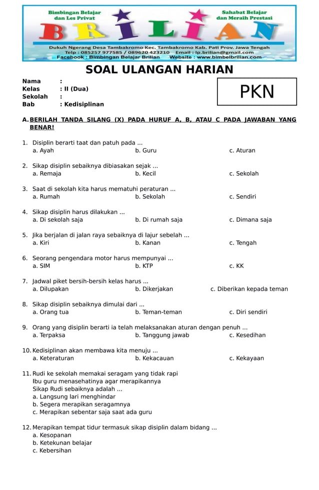 5 Contoh Soal Mid Semester 2 PKN Kelas 2 SD yang Wajib Dikuasai Sebelum Ujian