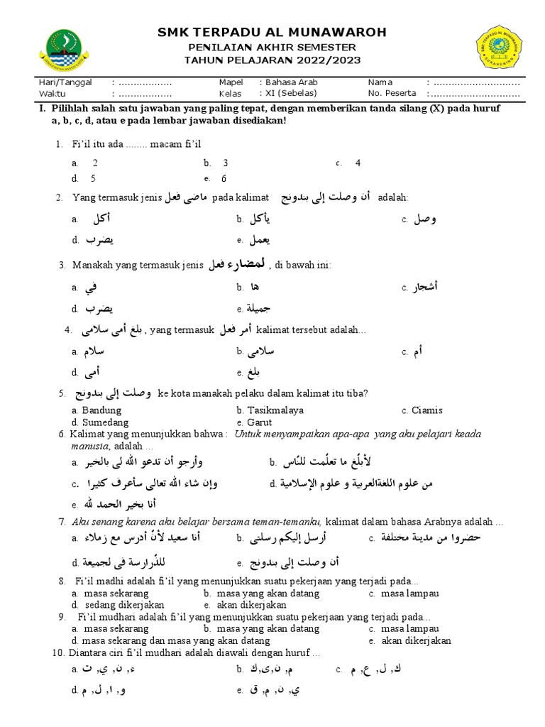Contoh Soal Mid Semester 2 Kelas XI Bahasa Arab MA Ternyata Bisa Diunduh Gratis dari 90 Buku PAI Resmi Kemenag Contoh Soal Mid Semester 2 Kelas XI Bahasa Arab MA Ternyata Bisa Diunduh Gratis dari 90 Buku PAI Resmi Kemenag