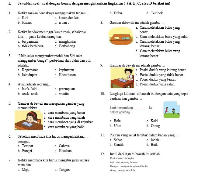 Inilah 7 Contoh Soal Mid Semester Kelas 1 Tema 2 yang Wajib Dikuasai Sebelum Terlambat