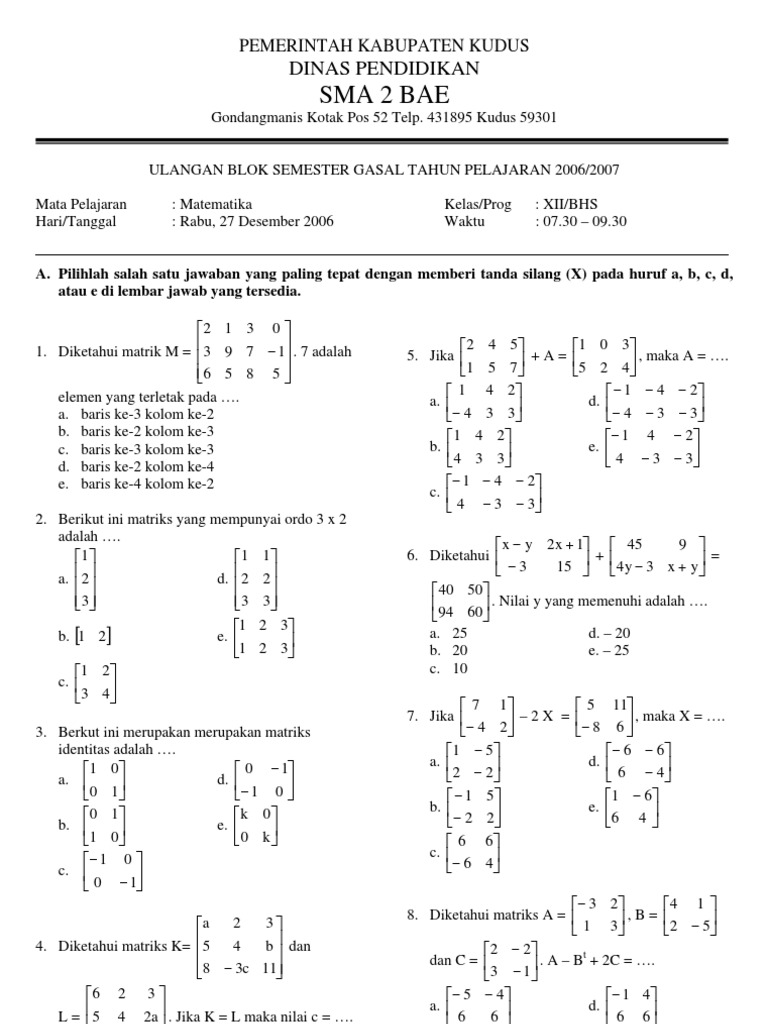 Ternyata Ini 7 Contoh Soal dan Pembahasan Matematika Wajib Kelas 12 Semester 1 yang Sering Muncul di Ujian