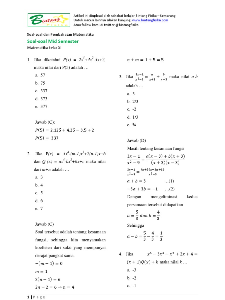 Halaman Unduh untuk file Contoh Soal Matematika Kelas 10 Semester 1 Dan