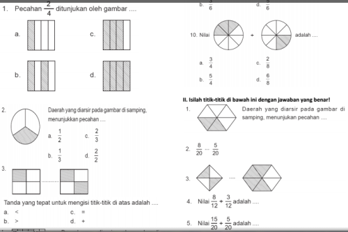 Soal-soal Pecahan Matematika Kelas 3 Semester 2 Soal-soal Pecahan Matematika Kelas 3 Semester 2