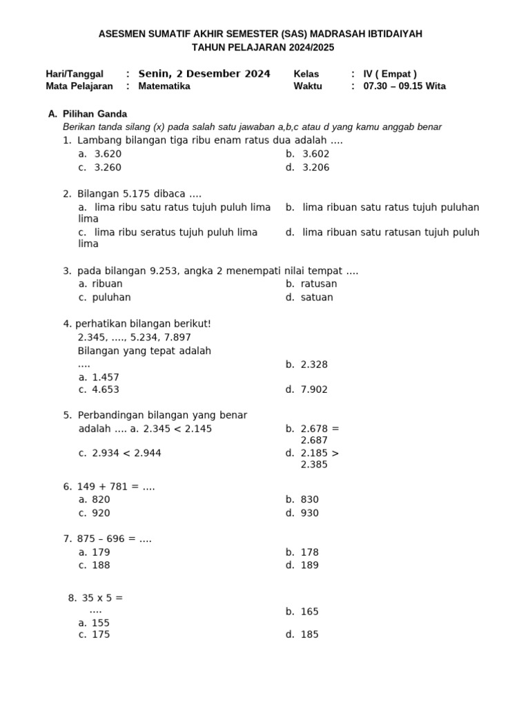 Wajib Tahu 5 Materi Beserta Contoh Soal Aswaja Kelas 4 MI Matematika PDF Paling Lengkap untuk Nilai Sempurna