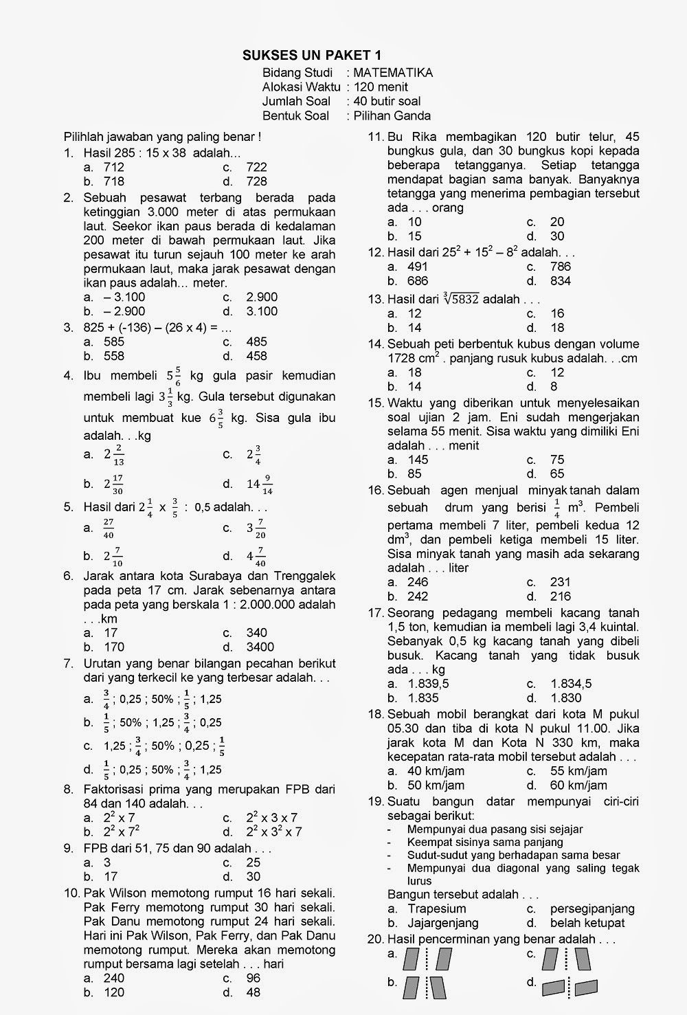 contoh soal dan pembahasan matematika kelas 6 semester 1 contoh soal dan pembahasan matematika kelas 6 semester 1