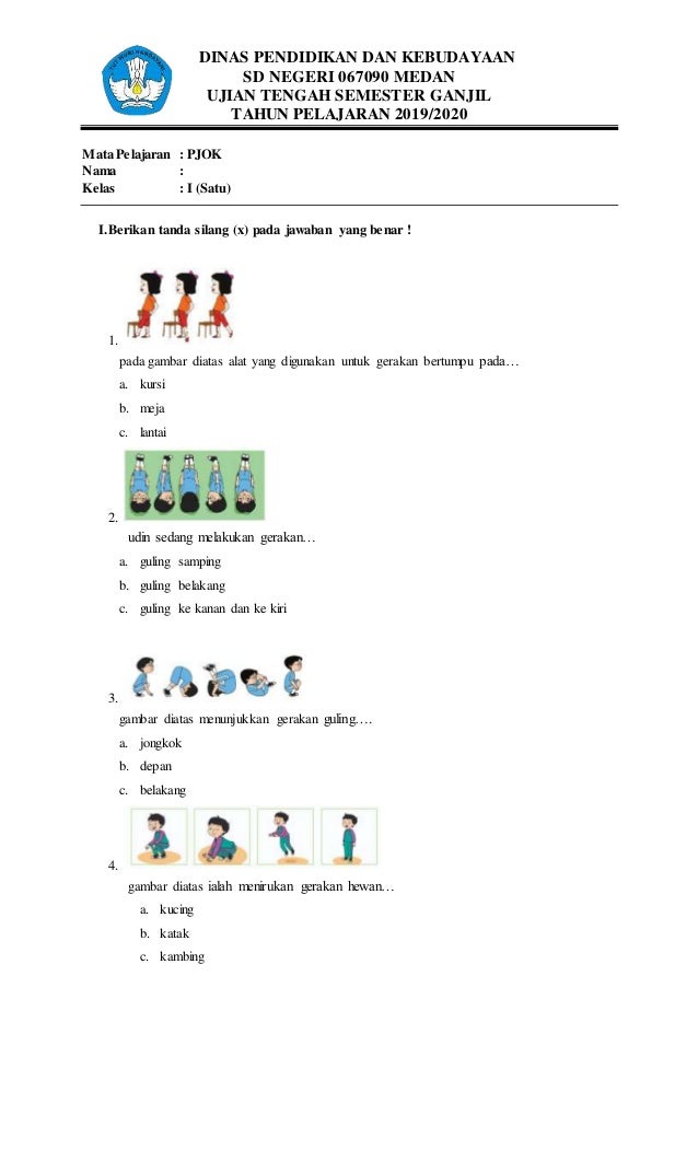 contoh soal mid semester 2 kelas 3 sd pjok