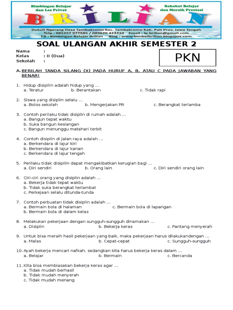 7 Contoh Soal Mid Semester PKN Kelas 2 SD yang Wajib Dikuasai Sebelum Terlambat