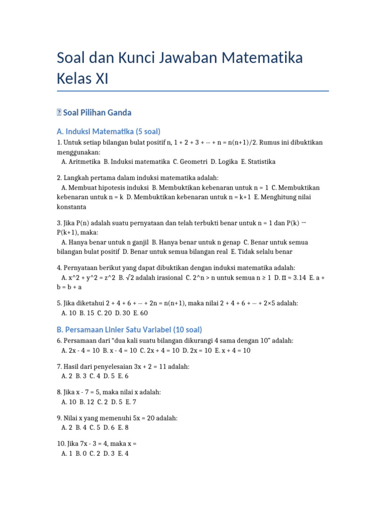 Terbongkar! Contoh soal dan jawaban matematika kelas 11 semester 1 pdf wajib OMI 2026 Terbongkar! Contoh soal dan jawaban matematika kelas 11 semester 1 pdf wajib OMI 2026