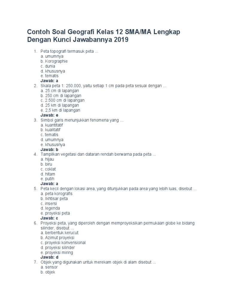 Terbukti 5 contoh soal dan jawaban geografi kelas 12 semester 1 wajib tahu sebelum ujian