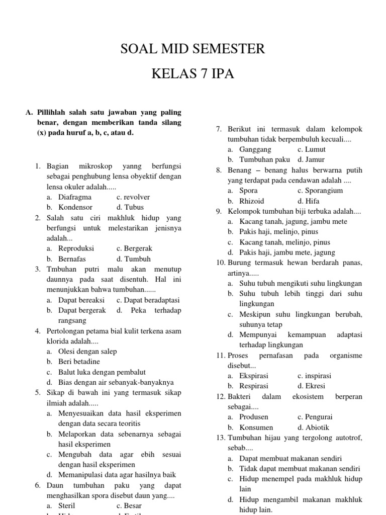 Terbukti! 7 Contoh Soal dan Jawaban IPA Kelas 7 Semester 1 yang Bikin Nilai Meningkat