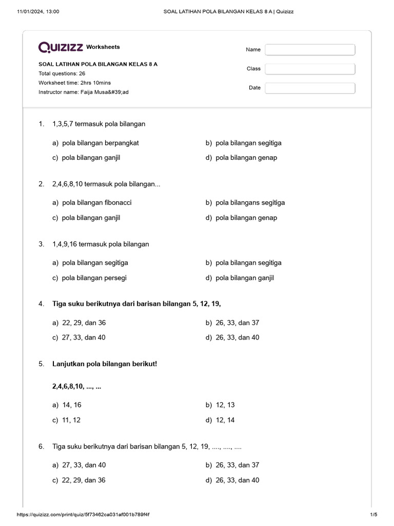 Rahasia Cepat Jawab Latihan Soal Matematika Kelas 8 Semester 1 Pola Bilangan Ini Rahasia Cepat Jawab Latihan Soal Matematika Kelas 8 Semester 1 Pola Bilangan Ini