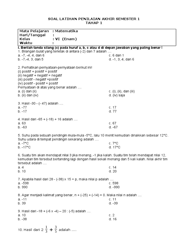 Rahasia Cepat Mahir Latihan Soal Matematika Kelas 6 Semester 1 Kurikulum 2013