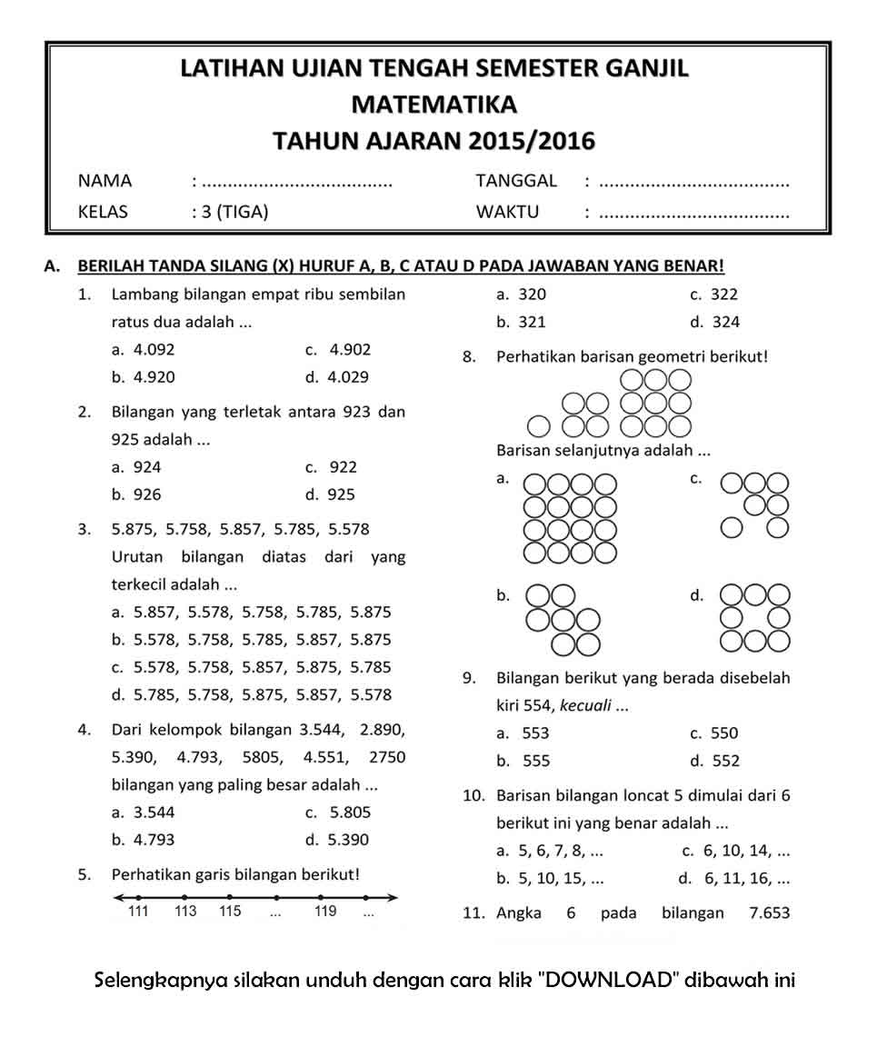 Rahasia Cepat Pintar Lewat Latihan Soal Matematika Kelas 3 Semester 1 Bab 1 Terbaru