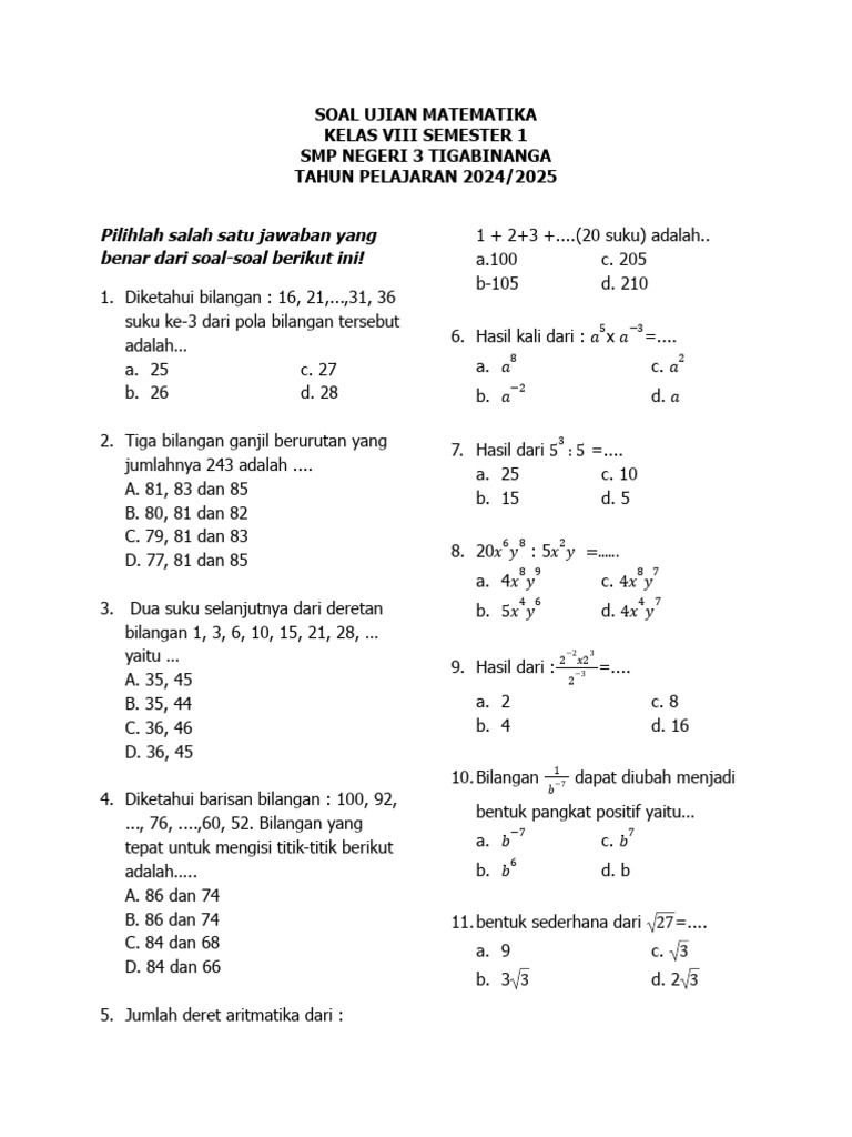 Rahasia Lulus Ujian: Latihan Soal Matematika Kelas 8 Semester 1 Kurikulum 2013 Terbukti Ampuh