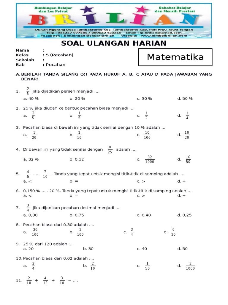 Rahasia Nilai Sempurna dengan Latihan Soal Matematika Kelas 5 Semester 1 dan Kunci Jawaban Rahasia Nilai Sempurna dengan Latihan Soal Matematika Kelas 5 Semester 1 dan Kunci Jawaban