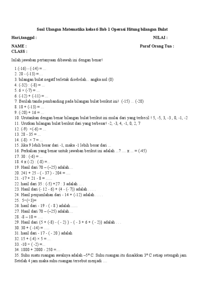 Rahasia Nilai Sempurna dengan Latihan Soal Matematika Kelas 6 Bab 1 Terbaru