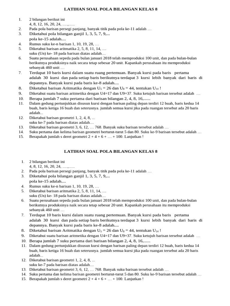 Rahasia Skor Sempurna dengan Latihan Soal Matematika Kelas 8 Semester 1 Bab Pola Bilangan Rahasia Skor Sempurna dengan Latihan Soal Matematika Kelas 8 Semester 1 Bab Pola Bilangan