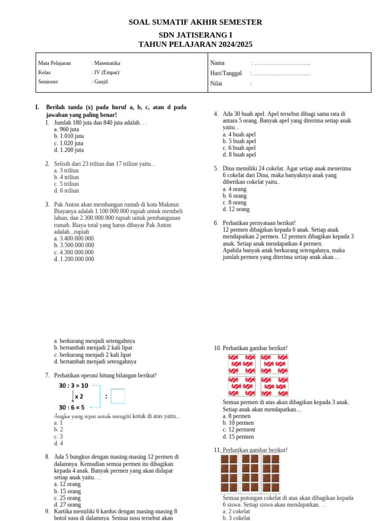 Rahasia Skor Tinggi Latihan Soal Matematika Kelas 4 Semester 1 Kurikulum 2016