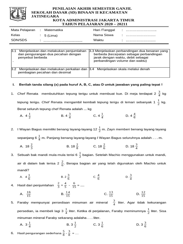 Rahasia Skor Tinggi Latihan Soal Matematika Kelas 5 SD Semester 1 yang Wajib Tahu Rahasia Skor Tinggi Latihan Soal Matematika Kelas 5 SD Semester 1 yang Wajib Tahu