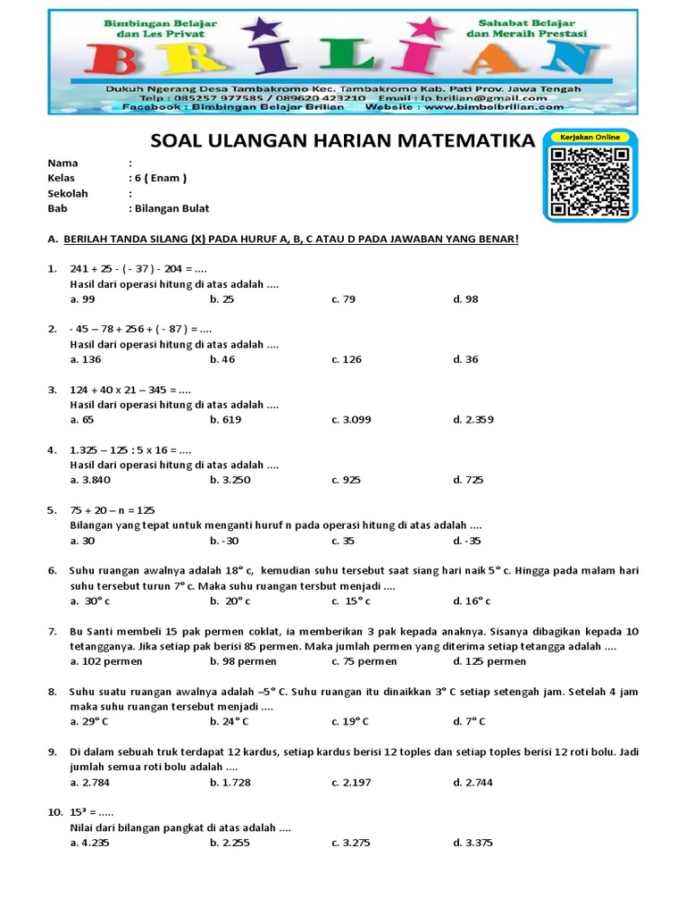 Rahasia Skor Tinggi Latihan Soal Matematika Kelas 6 SD Semester 1 Agar Juara Kelas