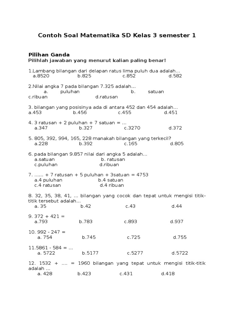Rahasia Skor Tinggi Lewat Latihan Soal Matematika Kelas 3 Semester 1 2018 Terbaru Rahasia Skor Tinggi Lewat Latihan Soal Matematika Kelas 3 Semester 1 2018 Terbaru