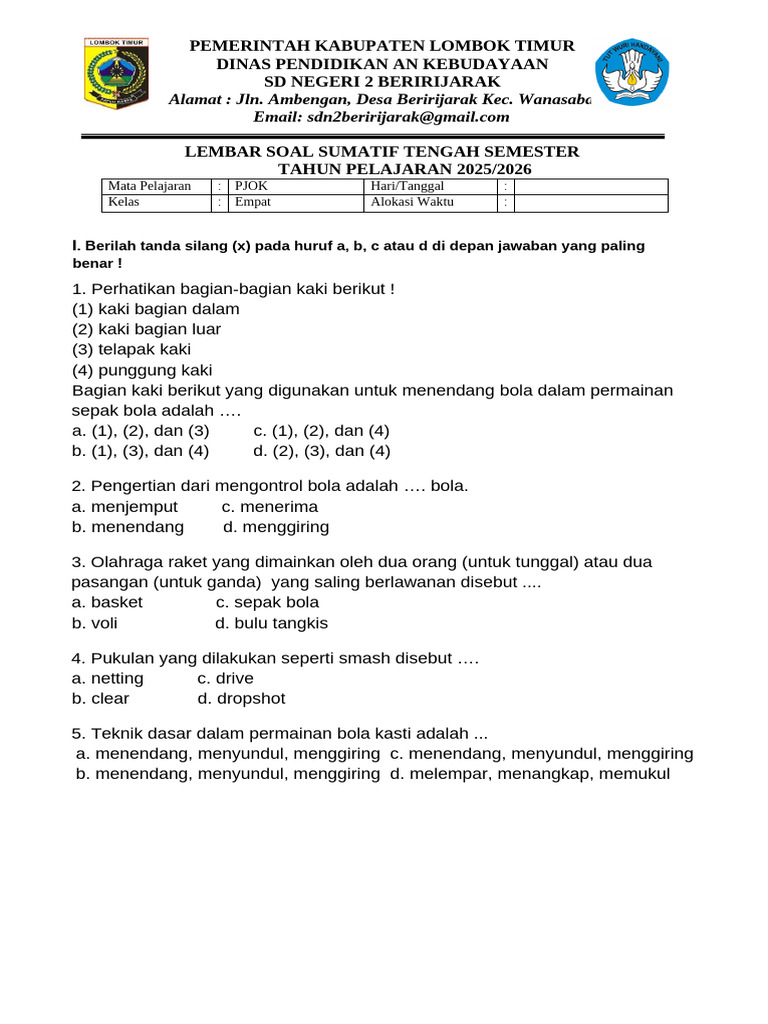 Wajib Tahu Rahasia Menjawab Soal Penjaskes Kelas 4 Semester 1 Kurikulum 2013 Terupdate