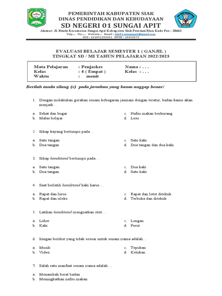Waspada Perundungan! Simak Kumpulan soal penjaskes kelas 4 semester 2 k13 Terbaru